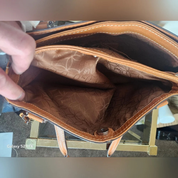VINTAGE Y2K FOSSIL Brown Leather Shoulder bag - Picture 9 of 9